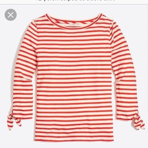 NWOT J. Crew red striped tie-sleeve shirt